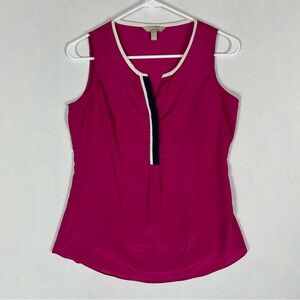 Banana Republic Pink Scoop Neck Sleeveless Top Womens XS Sheer V Slit Scoop Hem